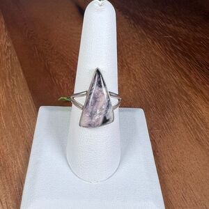 Natural Indian Blanket Jasper Ring, Solid Sterling Silver - Sz 8